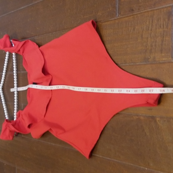 Lulus Womens Red Sleeveless Ruffle Neck Bodysuit Top - Picture 12 of 15